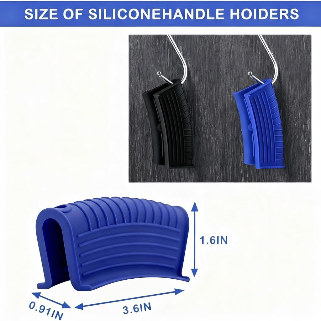 2 Pairs Silicone Pot Handle Holders,Hot Skillet Handle Covers,Anti-Slip Silicone Cast Iron Pans Handles,Pan Lids Dutch Ovens Baking Sheets Casserole Cookware