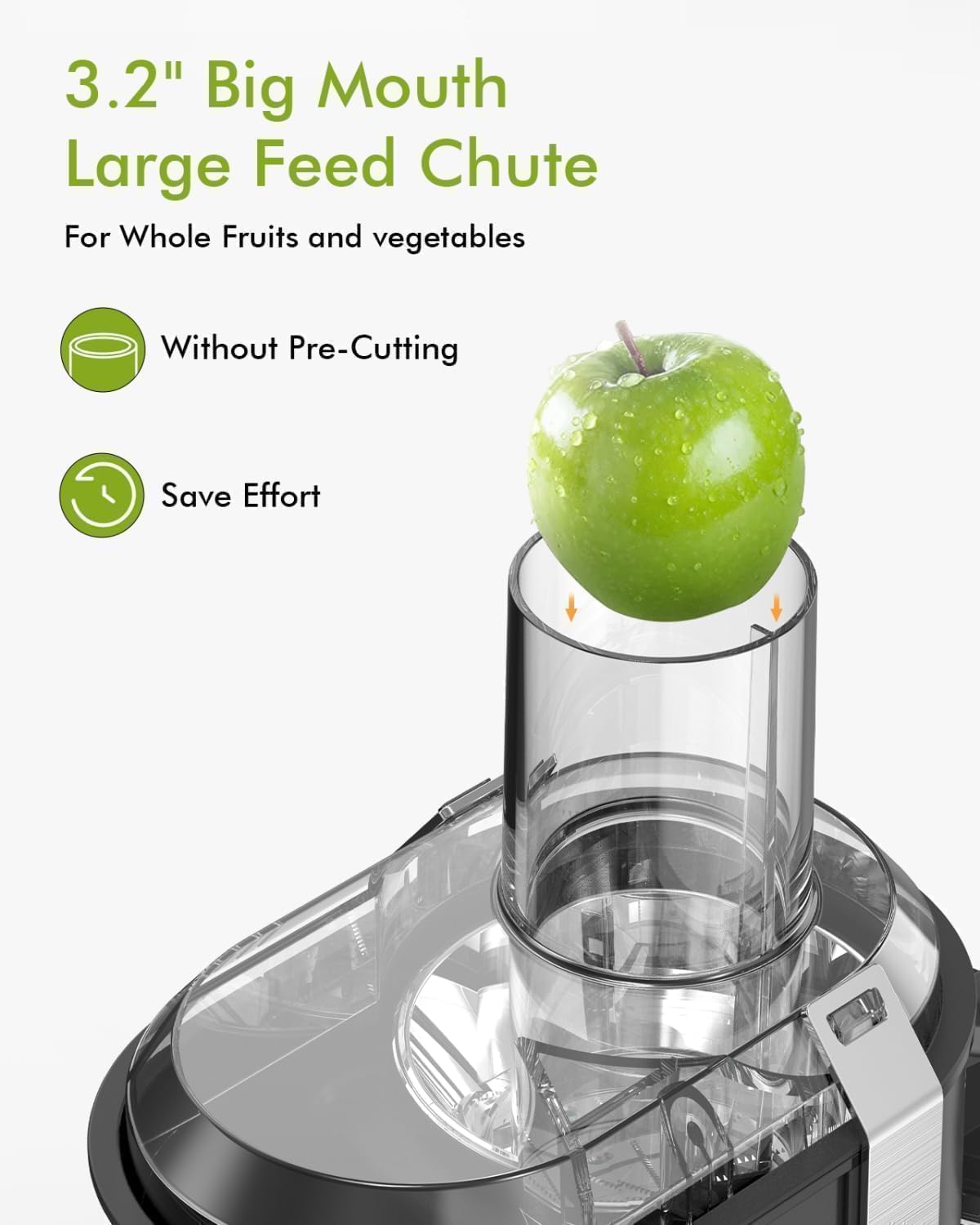 SiFENE Juicer Machine, 800W Centrifugal Juicer with 3.2" Big Mouth for Whole Fruits and Veggies, Juice Extractor Maker with 3 Speeds Settings, Easy to Clean
