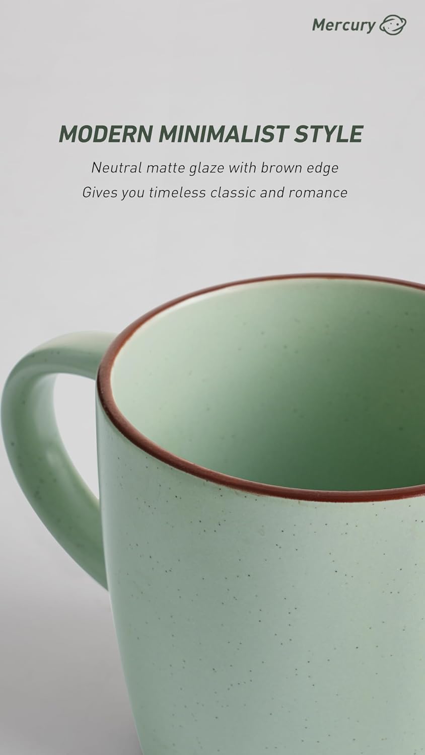 famiware Mercury Coffee Mugs 13 oz, Coffee Mugs Set of 4 with Handle, Cups for Latte, Hot Tea, Cappuccino, Mocha, Cocoa, Light Green