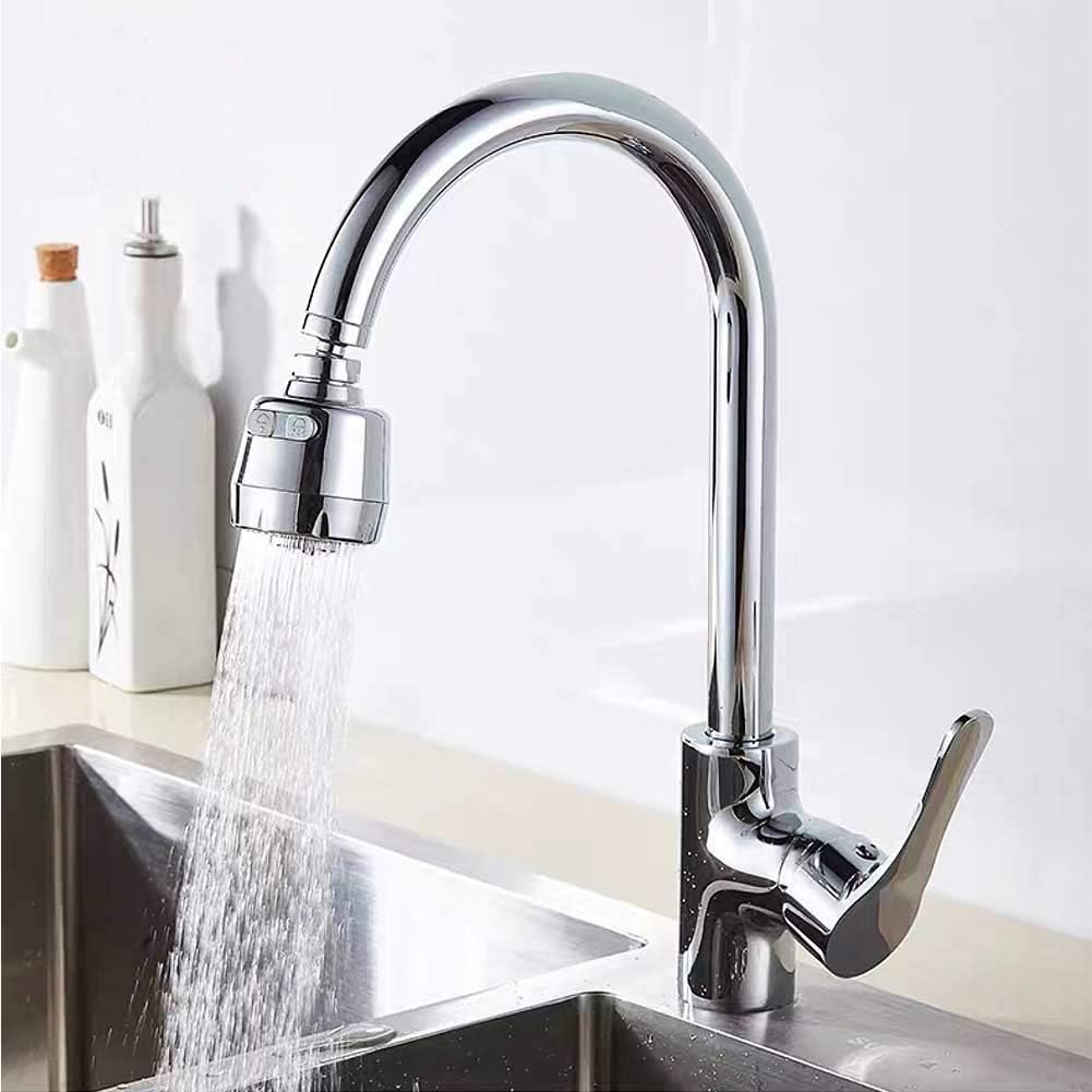 Huazhi 360° Swivel Kitchen Sink Faucet Aerator Faucet Sprayer Attachment Tap Aerator Faucet Nozzle Faucet Head 55/64'' Female Thread for Kitchen, Bathroom Faucet (Shorter Style 1PC,Adapter Included)