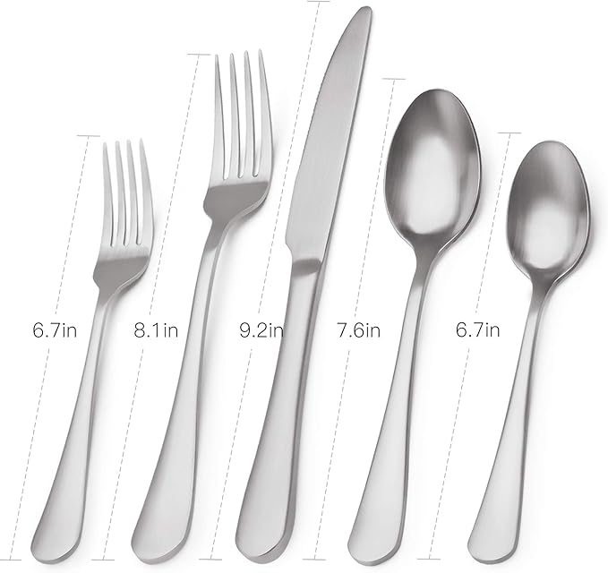 Matte Silverware Set, 20-Piece Stainless Steel Flatware Set,Kitchen Utensil Set Service for 4,Tableware Cutlery Set for Home and Restaurant, Dishwasher Safe…
