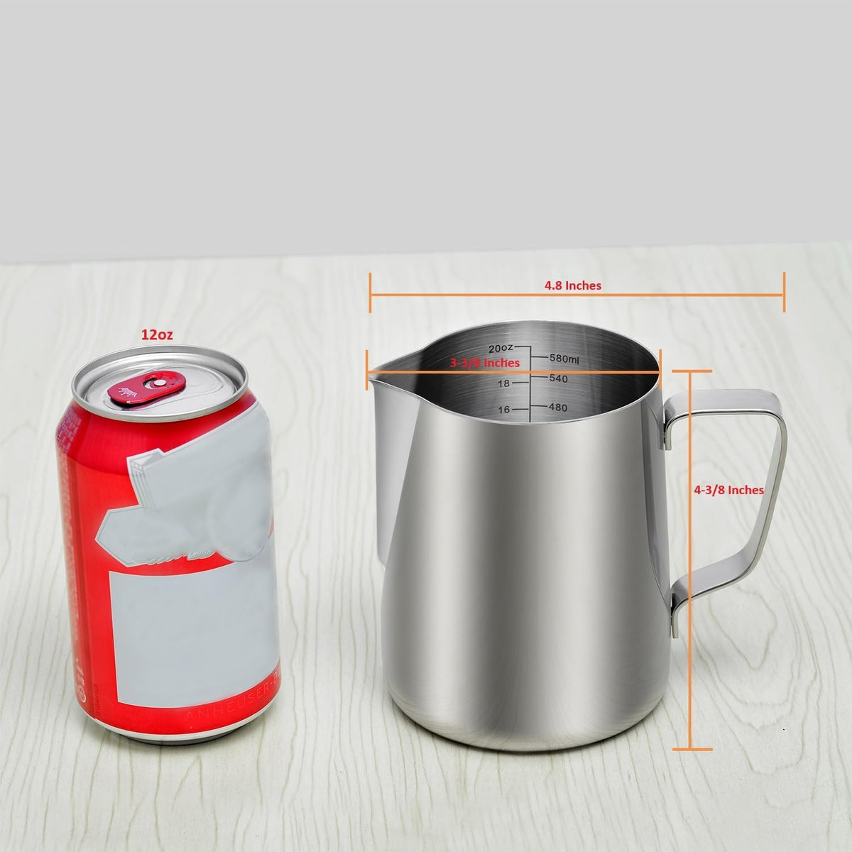 Kichwit Stainless Steel Measuring Cup, Metal Measuring Cup with Handle, 20oz / 600ml / 2.4 Cups