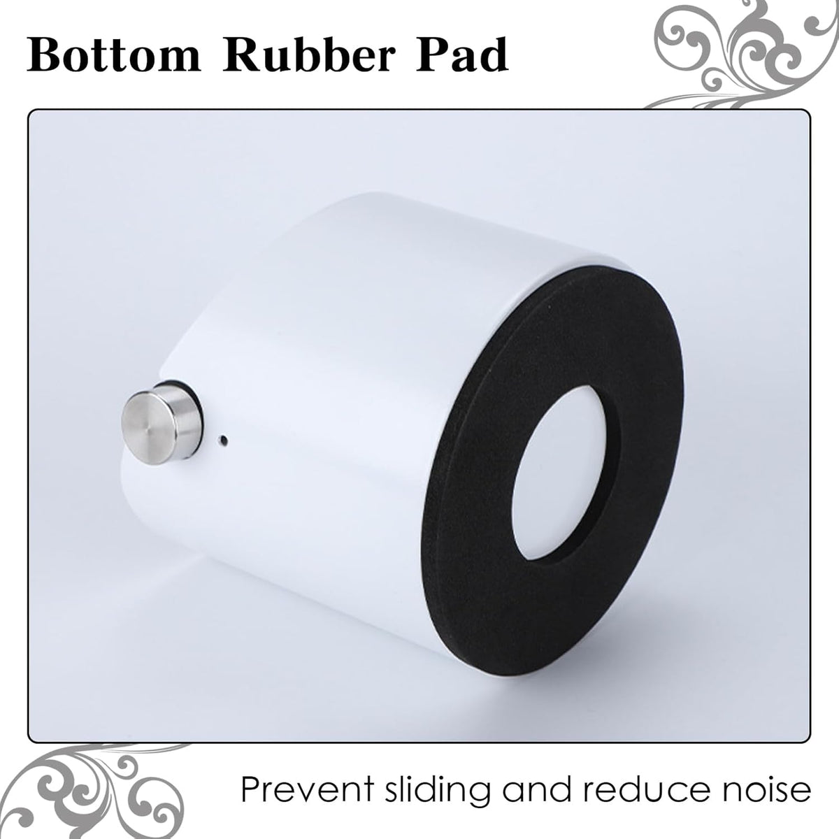 Italian Espresso Tapping Box, Stainless Steel Coffee Grinding Tapping Box, With Detachable Tapping Rod And Anti Slip Rubber Base (White)