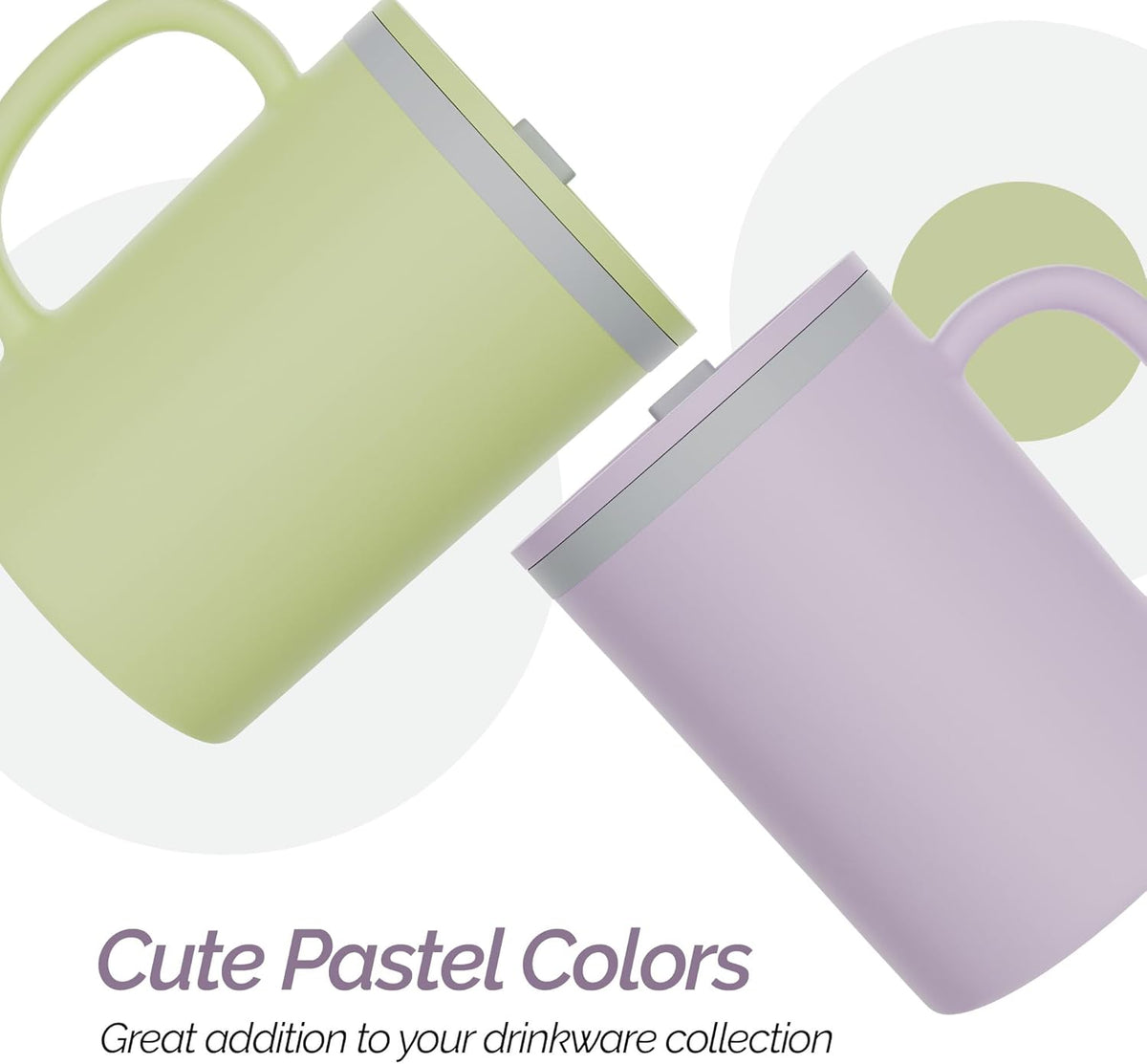 Copco Insulated Coffee Mug with Lid and Handle, 16oz Tumbler, Double Wall To-Go Cup, for Travel, Office, School, Camping, BPA-Free Reusable Plastic, Iconic Set of 2, Purple/Yellow