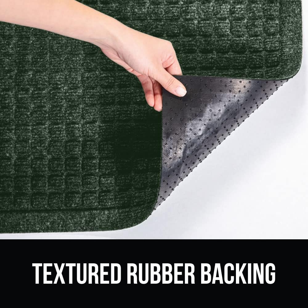 GORILLA GRIP Front Door Mat, Indoor Outdoor Ultra Absorbent HydroAbsorb Doormat, Absorbs Up to 1.7 Cups of Water, Stain and Fade Resistant, Rubber Backing Doormats, Captures Dirt, 29x17 Green