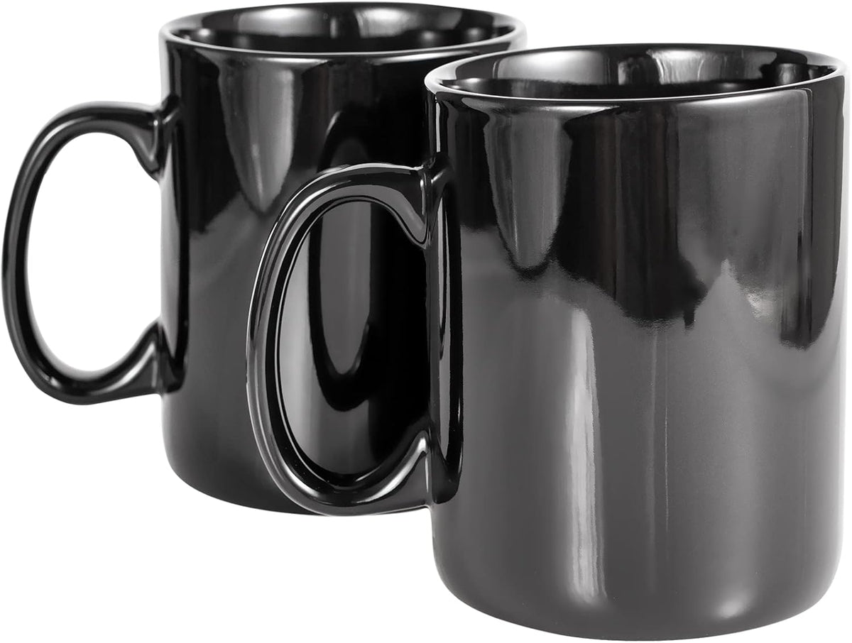 30oz Super Large Ceramic Coffee Mugs Large Handles Set of 2 (black)