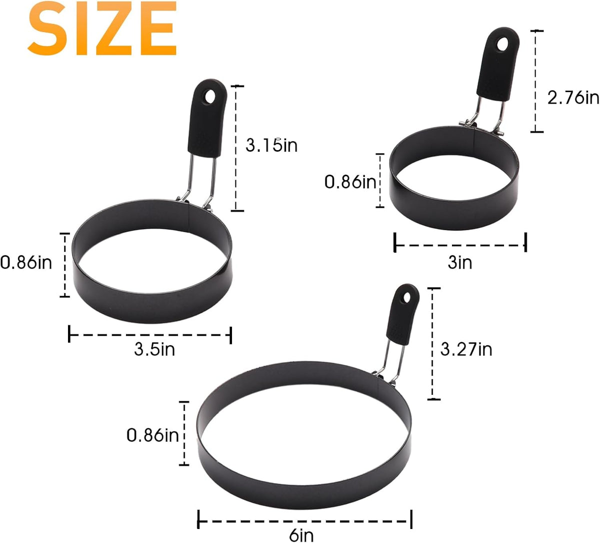 4 Pack Eggs Rings,Stainless Steel Round Breakfast Mold Tool Cooking,Round Egg Cooker Rings For Frying Shaping Cooking Eggs,Egg Maker Molds (6Pack)