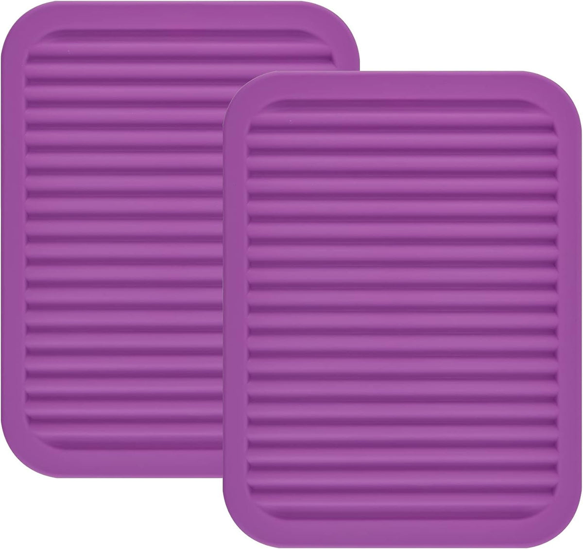 Smithcraft Silicone Trivets Mats for Hot Dishes and Hot Pots, Hot Pads for Countertops, Tables Pot Holders Spoon Rest Small Drying Mats Set of 2 Color Purple