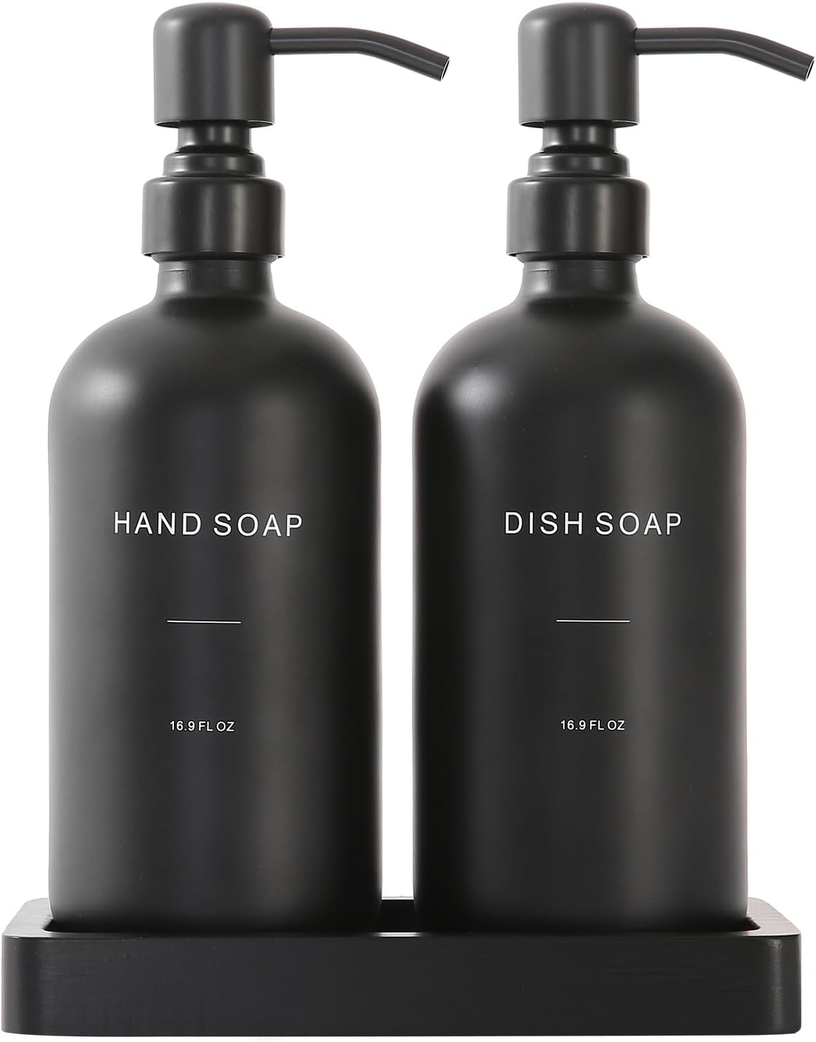 Matte Black Soap Dispenser Set, Kitchen Soap Dispenser Set with Black Stainless Steel Pump, Perfect for Kitchen Decor and Accessories. (Black)