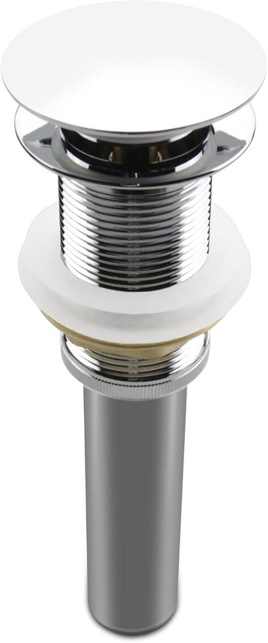 Pop Up Sink Drain Without Overflow, Bathroom Faucet Vessel Vanity Sink Drain Stopper, Polished Chrome