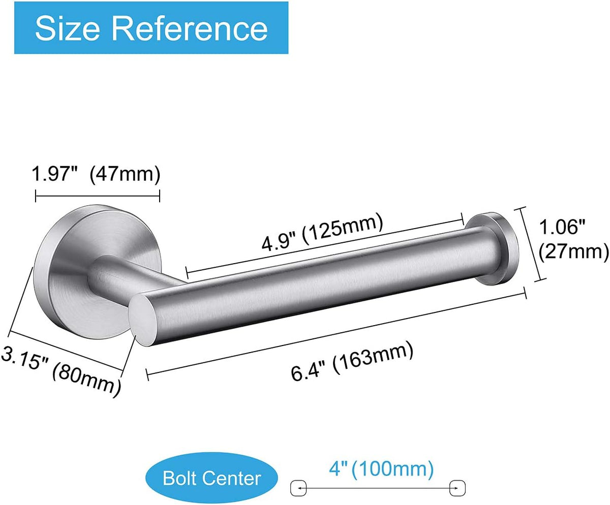 TASTOS Brushed Nickel Toilet Paper Holder SUS304 Stainless Steel, Modern Round Tissue Roll Holders Wall Mount, Toilet Paper Roll Dispenser Bathroom 5 inch TP Holder for Kitchen Washroom