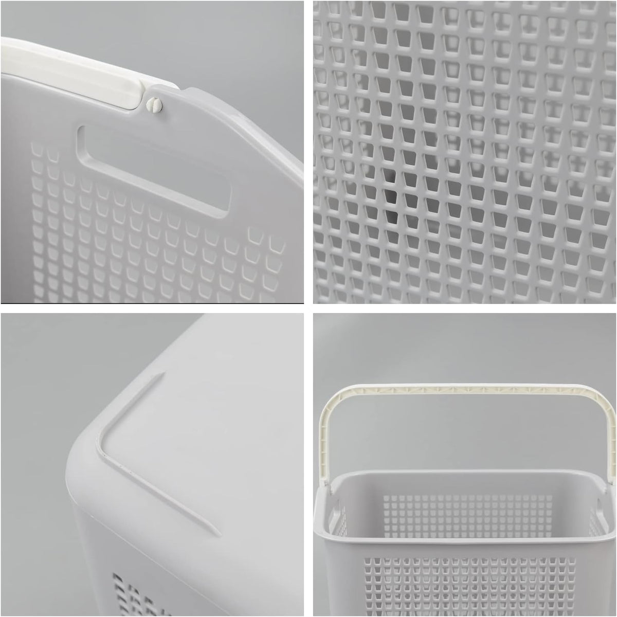 4-Pack 35 L Plastic Laundry Hamper, Large Storage Basket with Handle, Gray