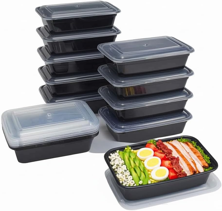 Pomp 28 oz Single Compartment Meal Prep Containers + Lids (10 Pack) | Reusable, Leak-Proof, BPA-Free Food Storage Containers | Microwave, Freezer & Dishwasher Safe