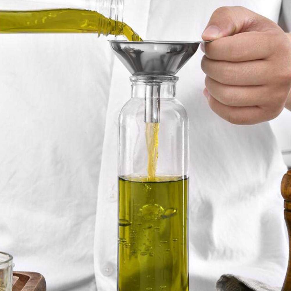 3 in 1 Metal Small Funnels for Filling Bottles Stainless Steel Small Kitchen Funnel Set for Transferring Essential Oils Liquid Fluid Spice Dry Ingredients Powder, Durable and Dishwasher Safe