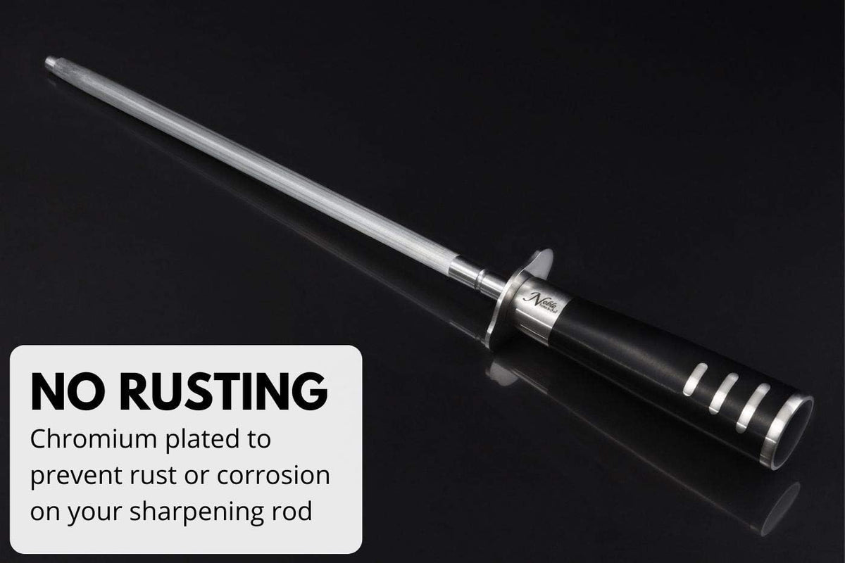 Professional Honing Steel 12”, Magnetized for Safety, No Rust, No Cheap Plastic! Noble’s Knife Sharpener Has an Oval Handle for a Firm Grip and is Built For Daily Use, Perfect for Chefs!
