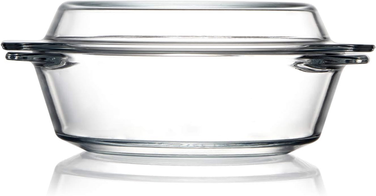 Clear Round Glass Casserole With Lid Glass Bakeware Easy Grab Baking Dish,Microwave, Oven, Freezer, and Dishwasher Safe (0.65L)