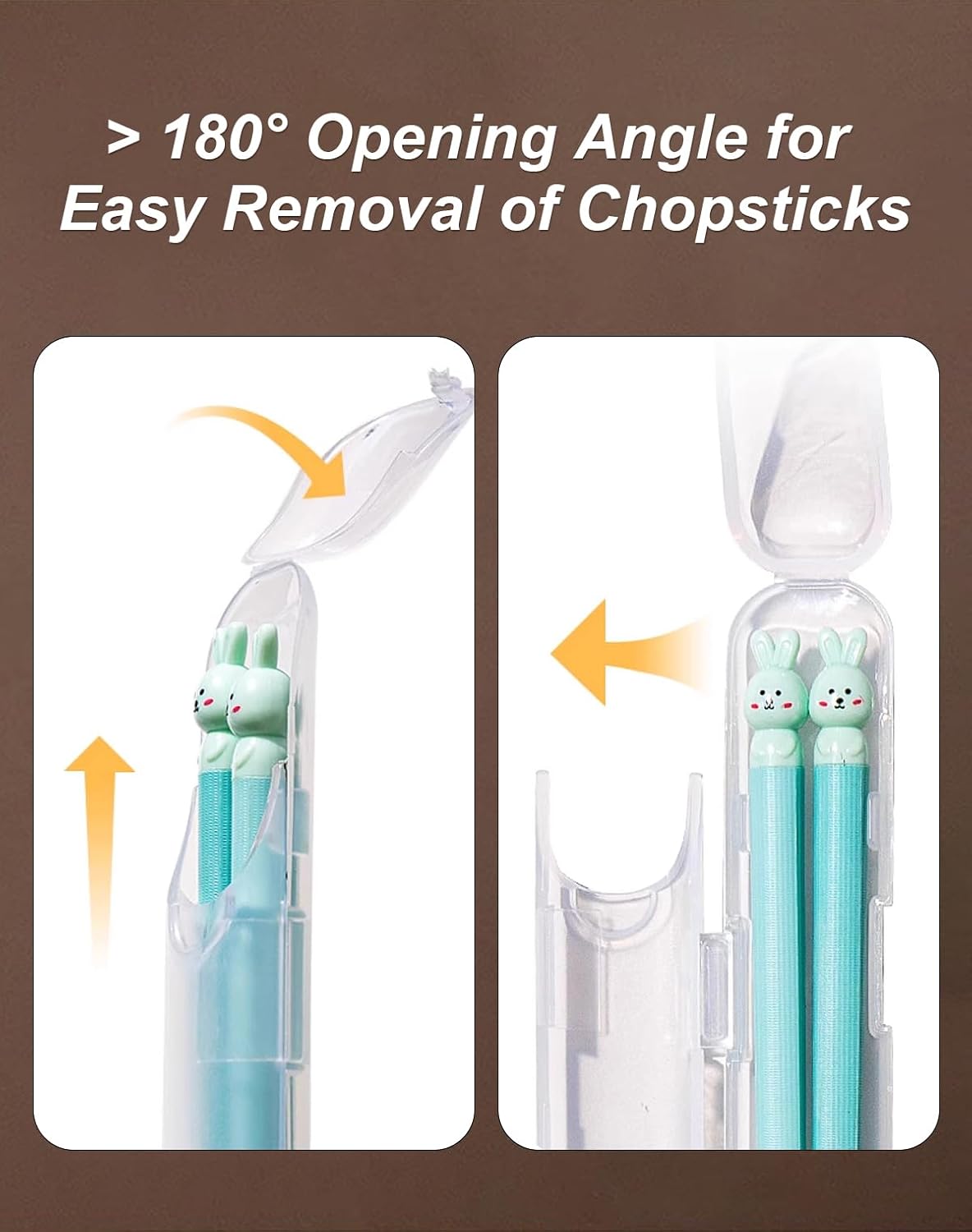 Chopsticks Storage Case 2 Pack, Plastic Utensil Holder with Side Opening, Easy to Clean Travel Chopsticks Box for Reusable Cutlery