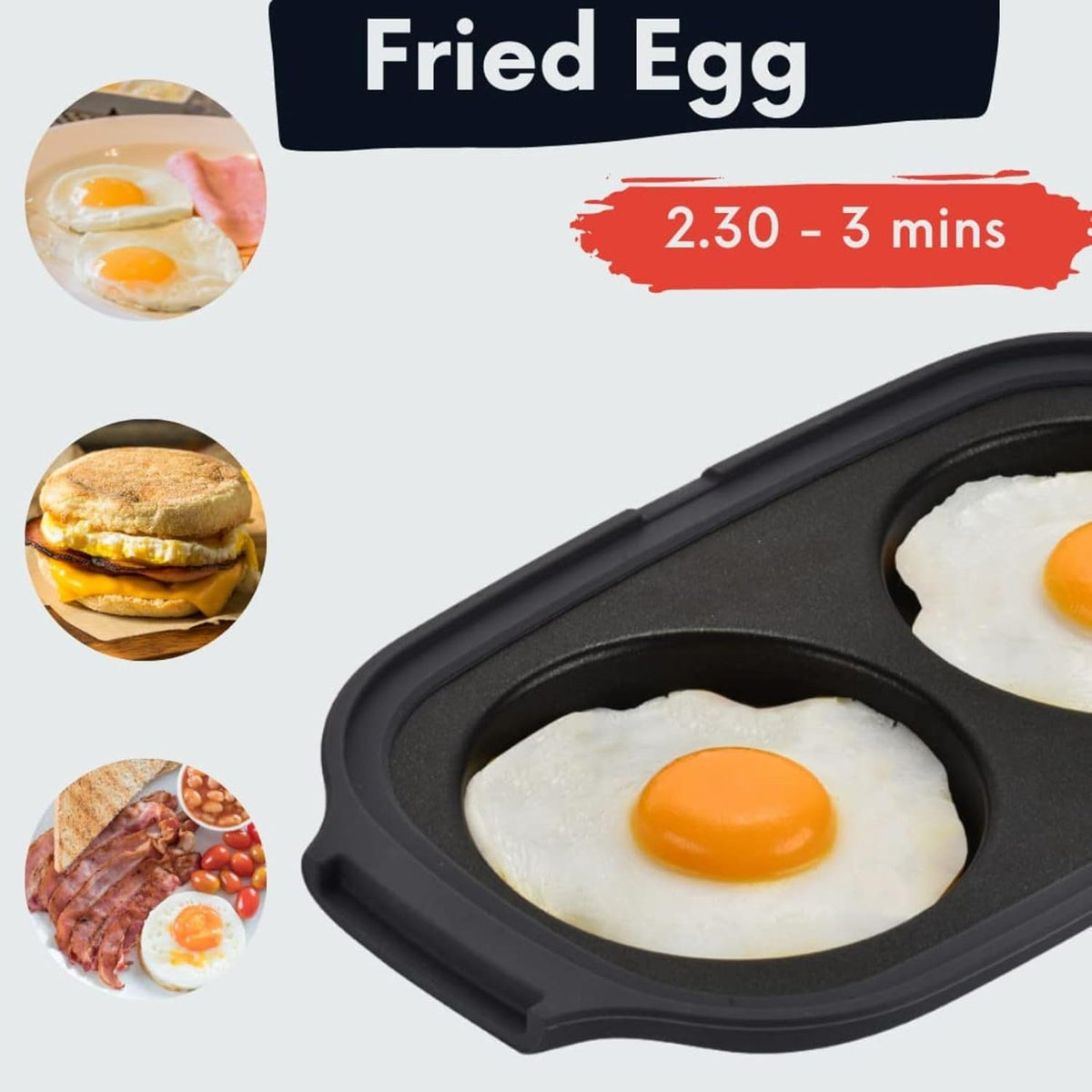 MACONEE Microwave Egg Fryer | Cooker & Poacher for Breakfast Sandwiches | Maker for 2 Eggs | Dishwasher-Safe & BPA-free