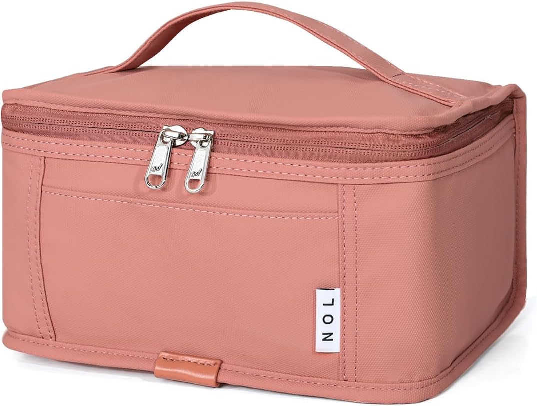 NOL Natural Organic Lifestyle Small Lunch Bag Mini Lunch Box Insulated Lunch Bag for Men/Women Leakproof Cooler Tote Bag Lightweight Nylon Waterproof Lunch Box For Work, Dark pink