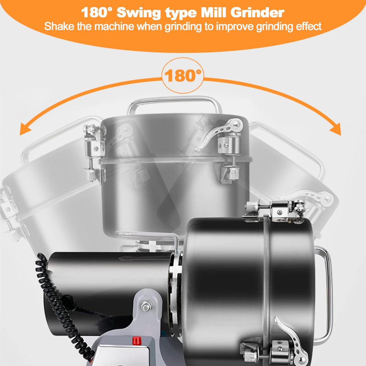 Swing Grain Mill 2500g, Electric Grain Mill, Stainless Steel Mill Grinder 4500W, High-speed Spice Herb Grinder, Commercial Superfine Machine, Dry Cereals Pulverizer 110V
