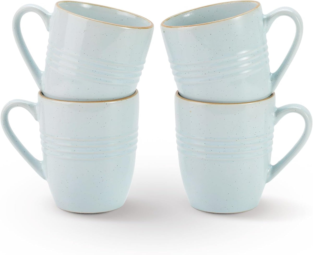 famiware Jupiter Coffee Mugs Set of 4, 14 OZ Coffee Mug, Microwave and Dishwasher Safe, Coffee Cups with Handle for Coffee, Tea, Cocoa, Milk, Light Blue