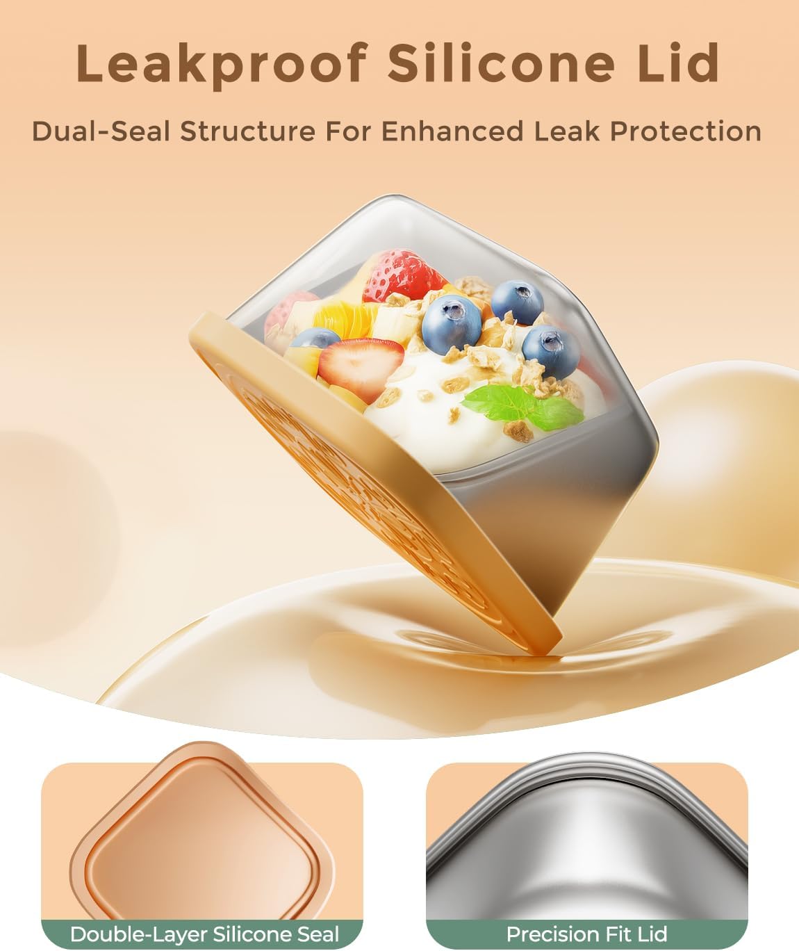 12Pack 6oz Stainless Steel Snack Containers and 2oz Salad Dressing To Go Containers with Silicone Lids, Reusable Square Meal Prep Condiment Sauce Containers Lunch Box Accessories