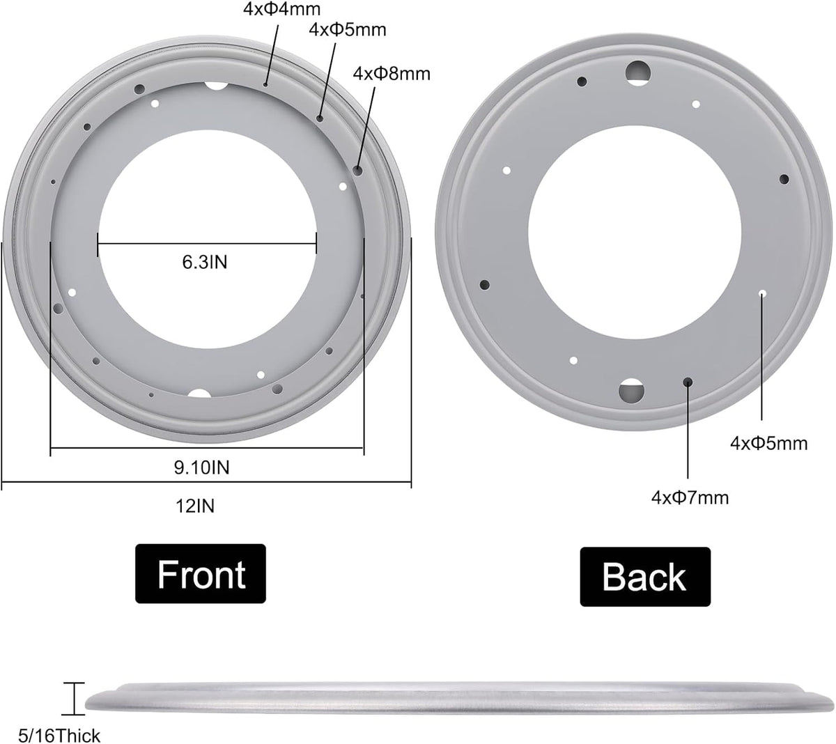 12Inch Round Lazy Susan Turntable Bearing Plate, Rotating Swivel Base with 1000lbs Load Capacity, Turntable Base for Serving Tray, Kitchen
