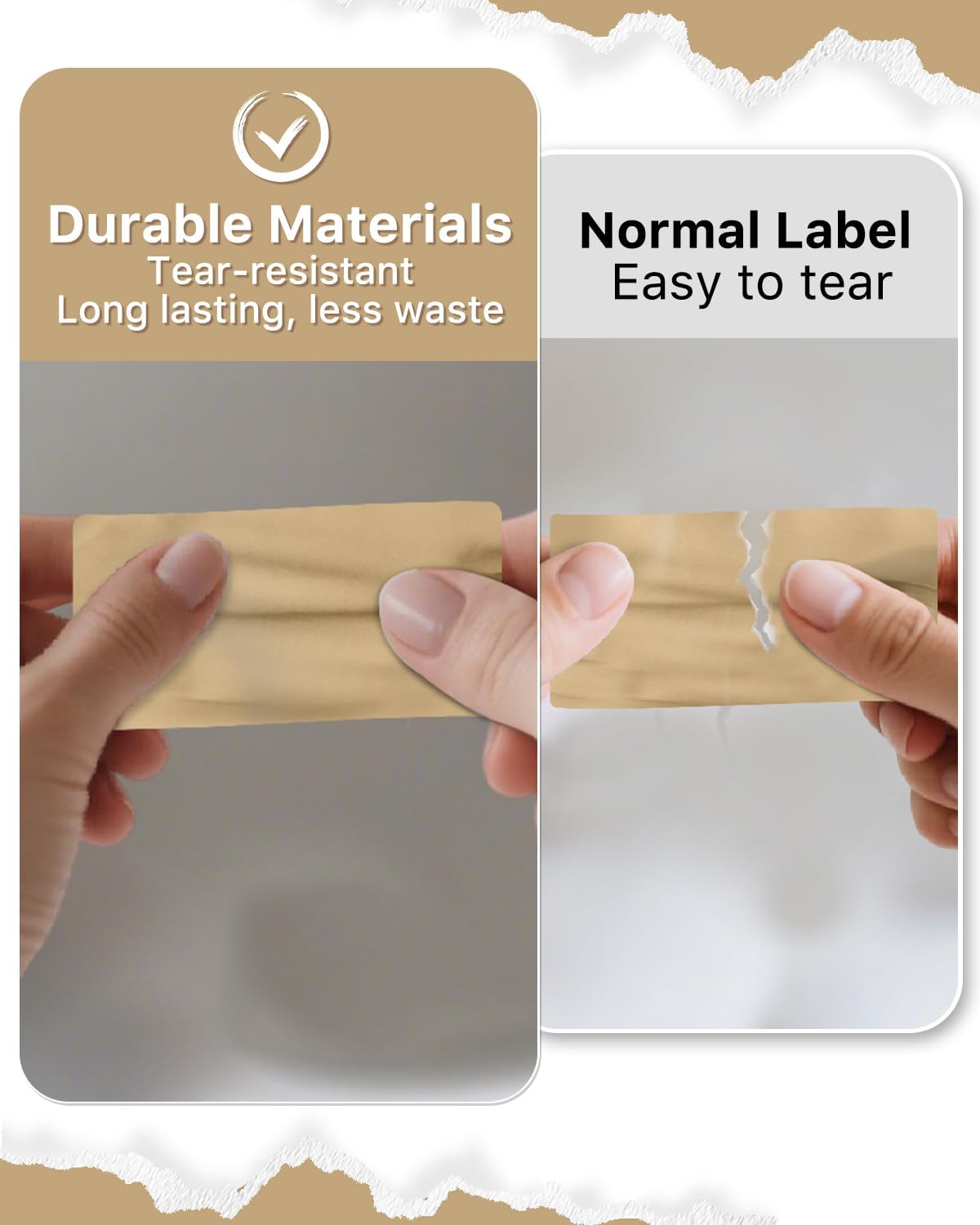 iEager 2x1 Inch Thermal Labels, Brown Rectangle Thermal Printer Stickers, Durable Shipping Label Printer Sticker for Barcode, Name, Address, 1000 Labels/Roll