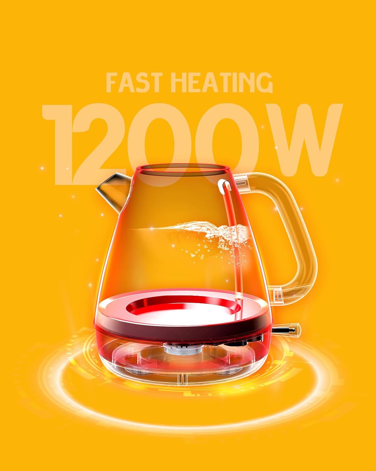 Hazel Quinn Retro Electric Kettle - 1.7 Liters / 57.5 Ounces Tea Kettle with Thermometer, All Stainless Steel, Fast Boiling 1200 W, BPA-free, Cordless, Rotational Base, Automatic Shut Off - Ruby Red