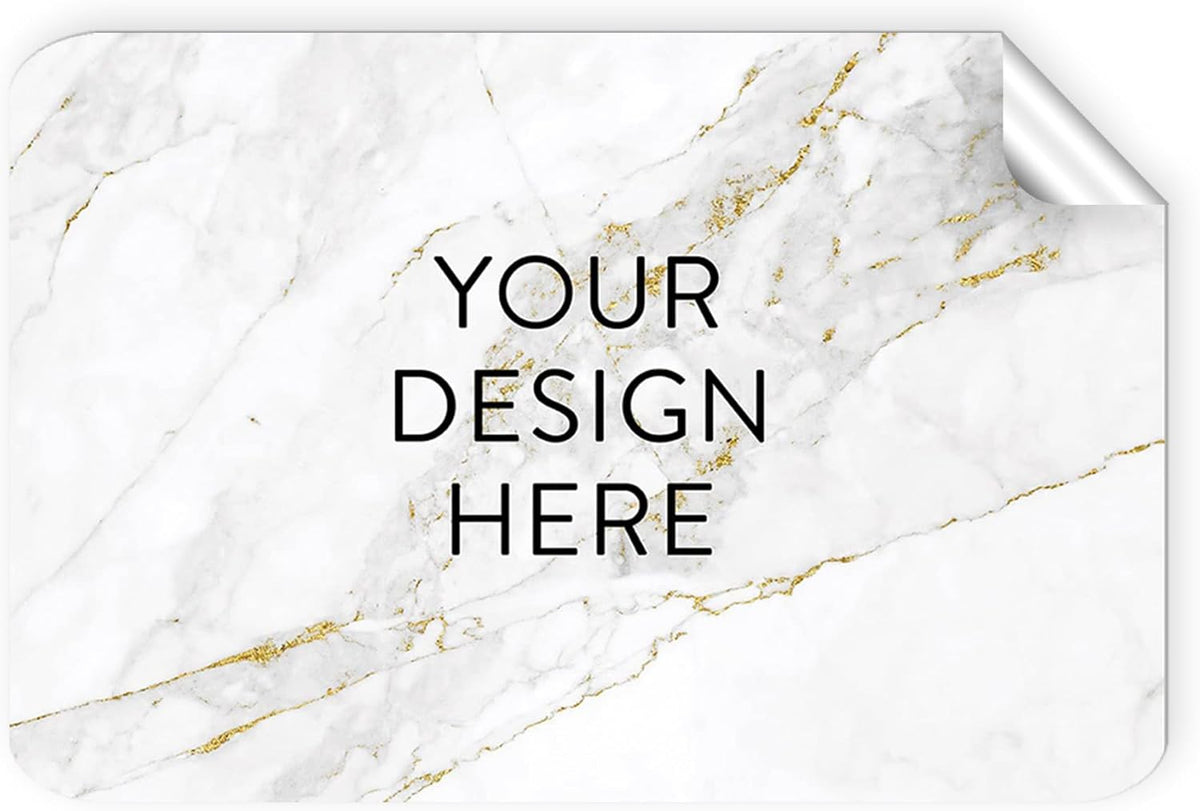 100 Custom Vinyl Stickers - Upload Your own Image, Text, Design, Logo - Personalized Logo Labels for Handmade, Packaging, Bottle, Jars, Candle, Brand Stickers (Gold Marble, 3x2)