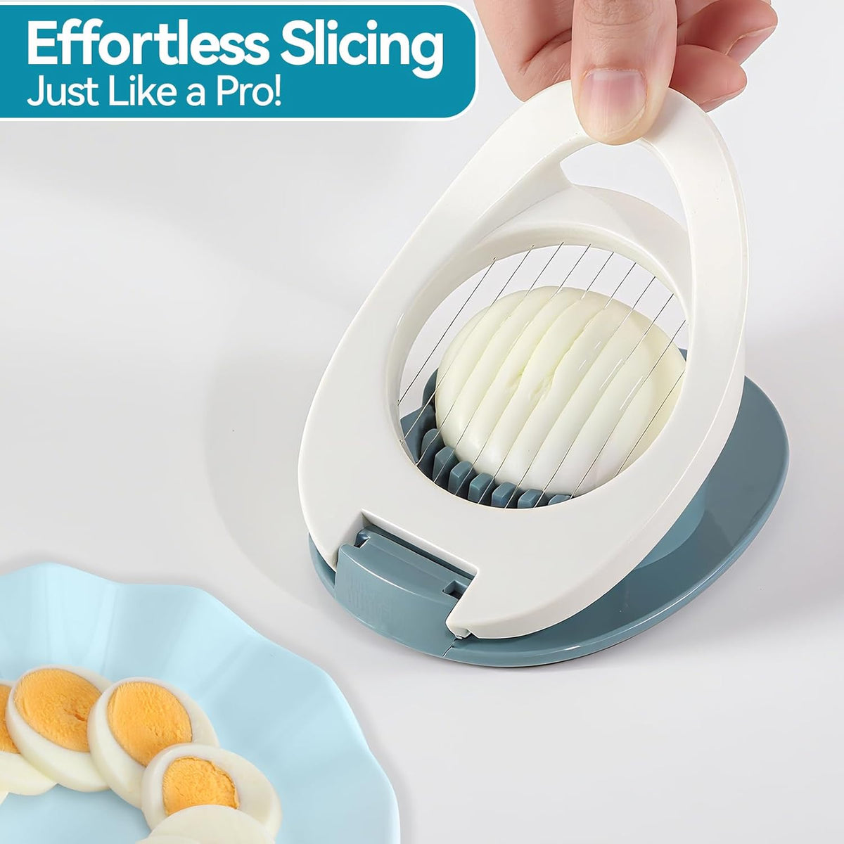 Egg Slicer & Dicer for Hard Boiled Eggs - Heavy Duty Cutter Dicer with Stainless Steel Wire, Cuts Strawberries, Kiwis & Soft Fruits Effortlessly - Easy-Clean Kitchen