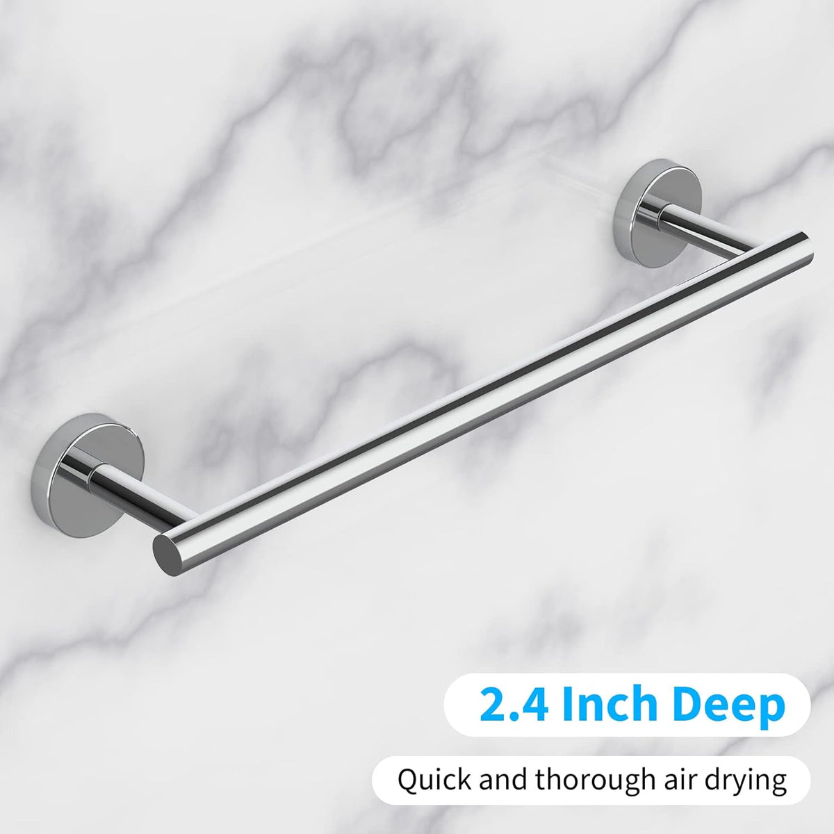 Cilee 2 Pieces Polished Chrome Bathroom Towel Bar, 24 Inch Double Towel Racks,Bathroom Towel Holder Towel Bar for Bathroom Stainless Steel Wall Mount