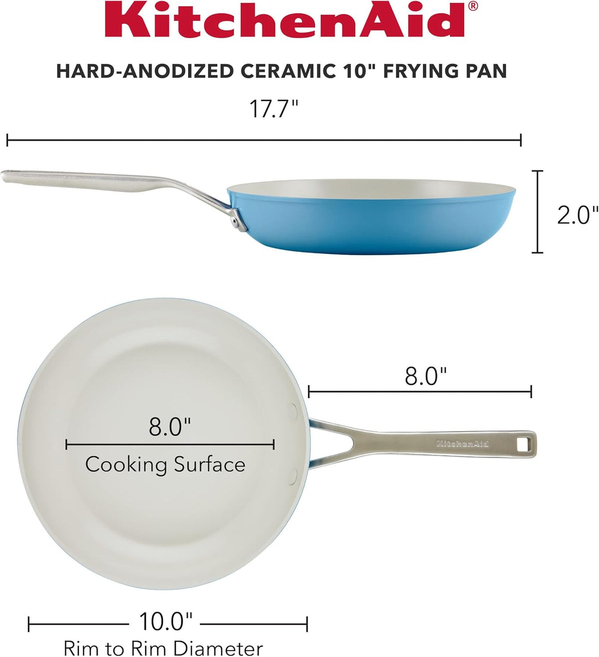 KitchenAid Hard Anodized Ceramic Nonstick Frying Pan/Skillet, 10 Inch, Blue Velvet