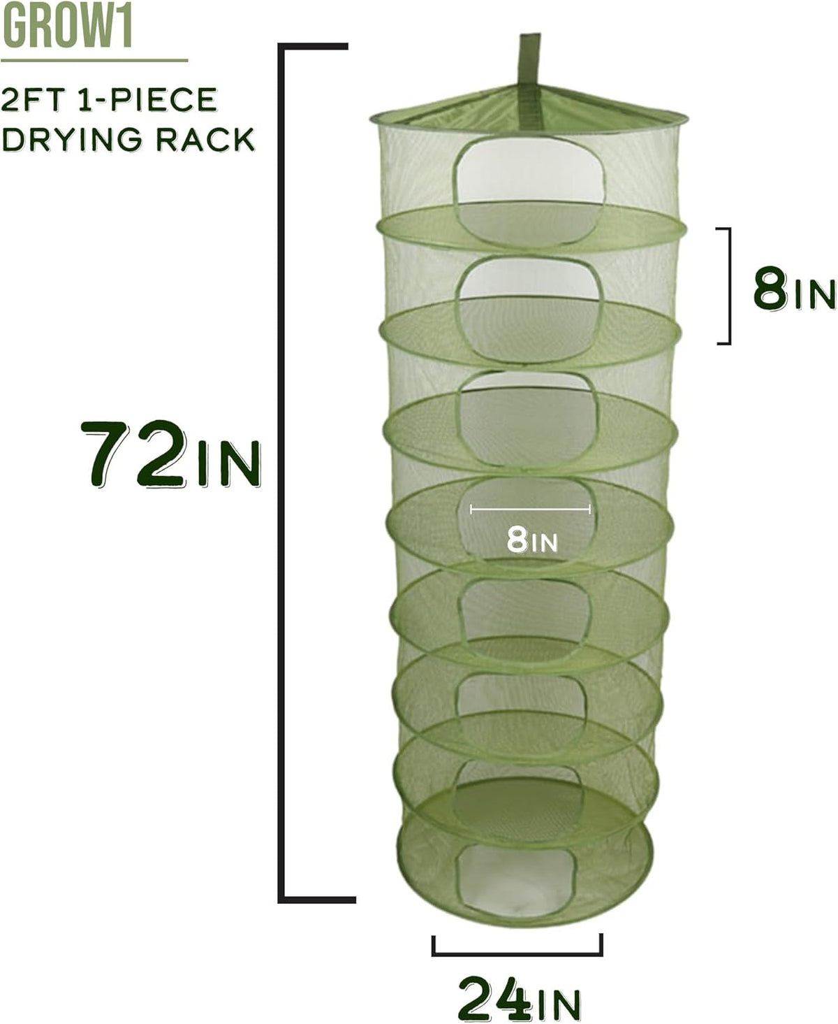Grow1 2ft Drying Rack 1-Piece Collapsible Mesh Herb and Flower Hanging Dryer with Carrying Case for Even Airflow and Secure Harvest Storage