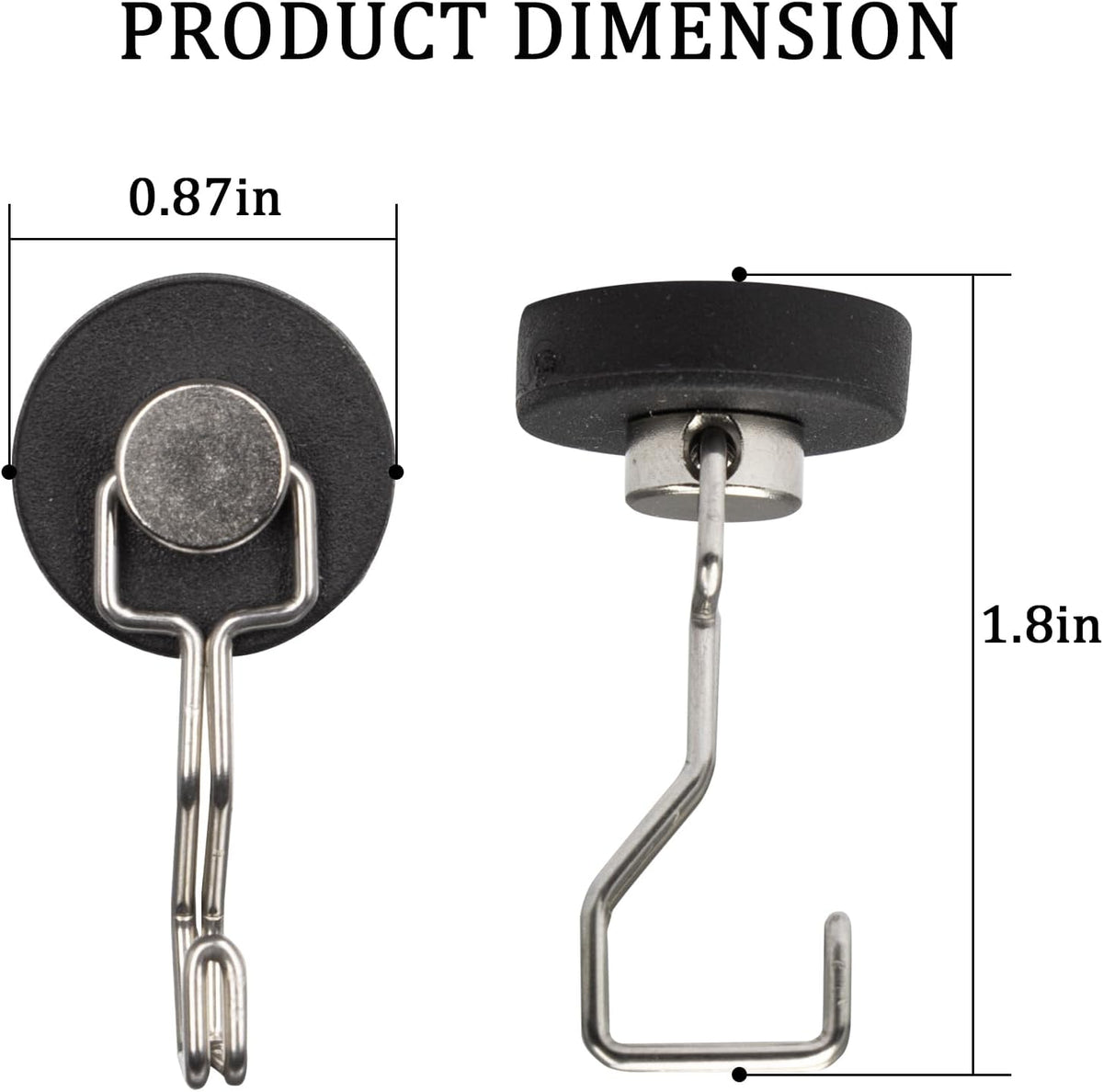 Rubber Coated Magnetic Hooks for Cruise Ship Cabin,Kitchen,Garage,Classroom and Office Waterproof Heavy Duty Metal Hangers with Increased Friction and Anti-Scratch Protection(6, Sliver)