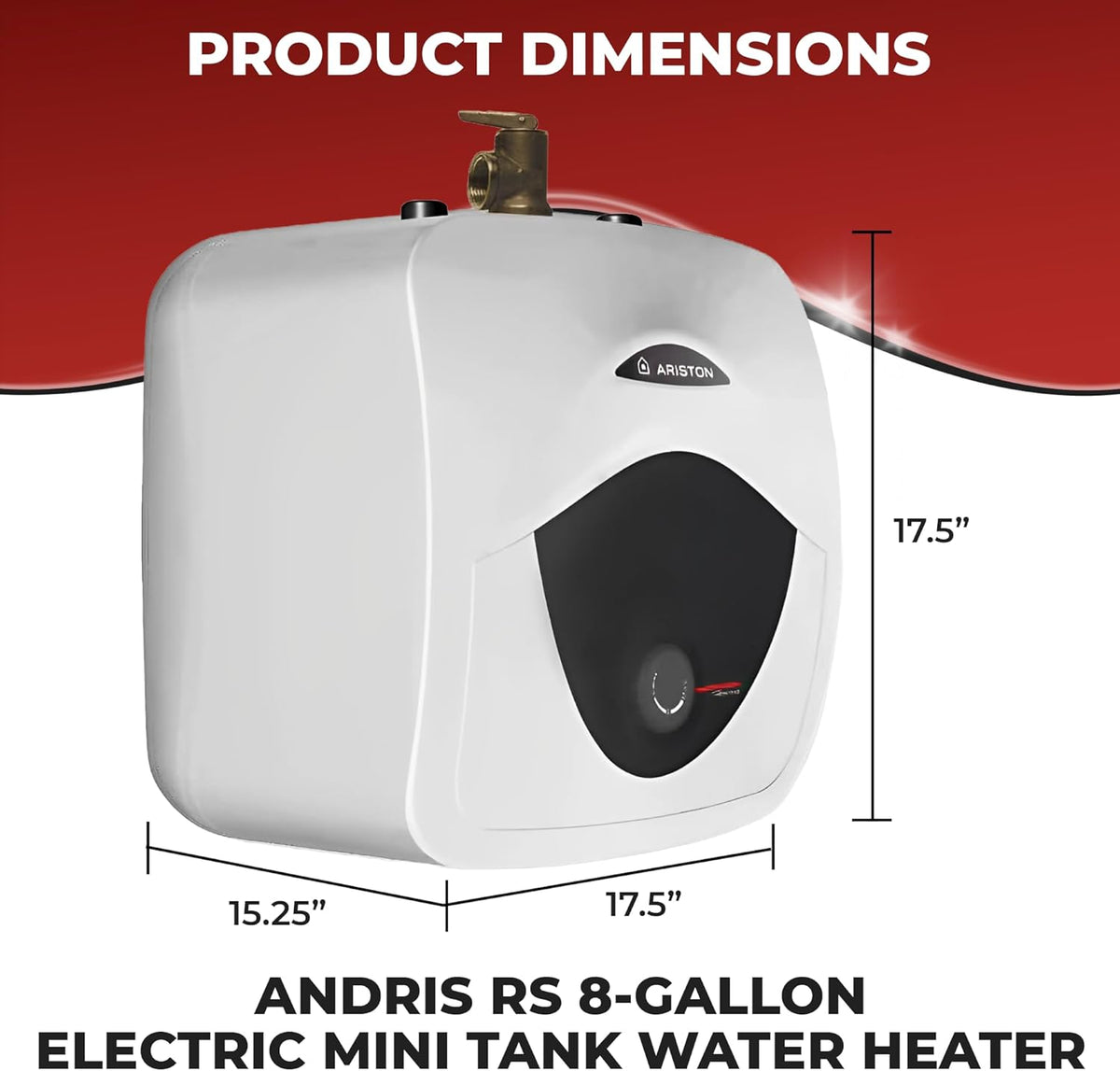 4 Gallon Capacity, 120-Volt – Ariston Andris Mini Tank Electric Water Heater – Heating Solution for Under Sink, RV, and Compact Spaces, Smart Boost for Versatile Heating, Simple Installation