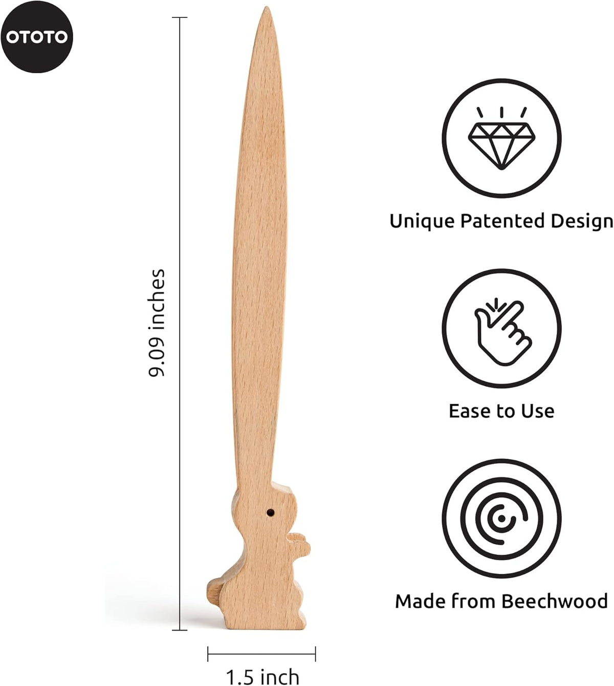 OTOTO Bernie Bunny Toaster Tongs - Rabbit Toast Tongs, Wooden Tongs for Toaster, Wooden Toaster Tongs - Multipurpose Mini Tongs for Appetizers, Wood Utensils & Cute Kitchen Gadgets