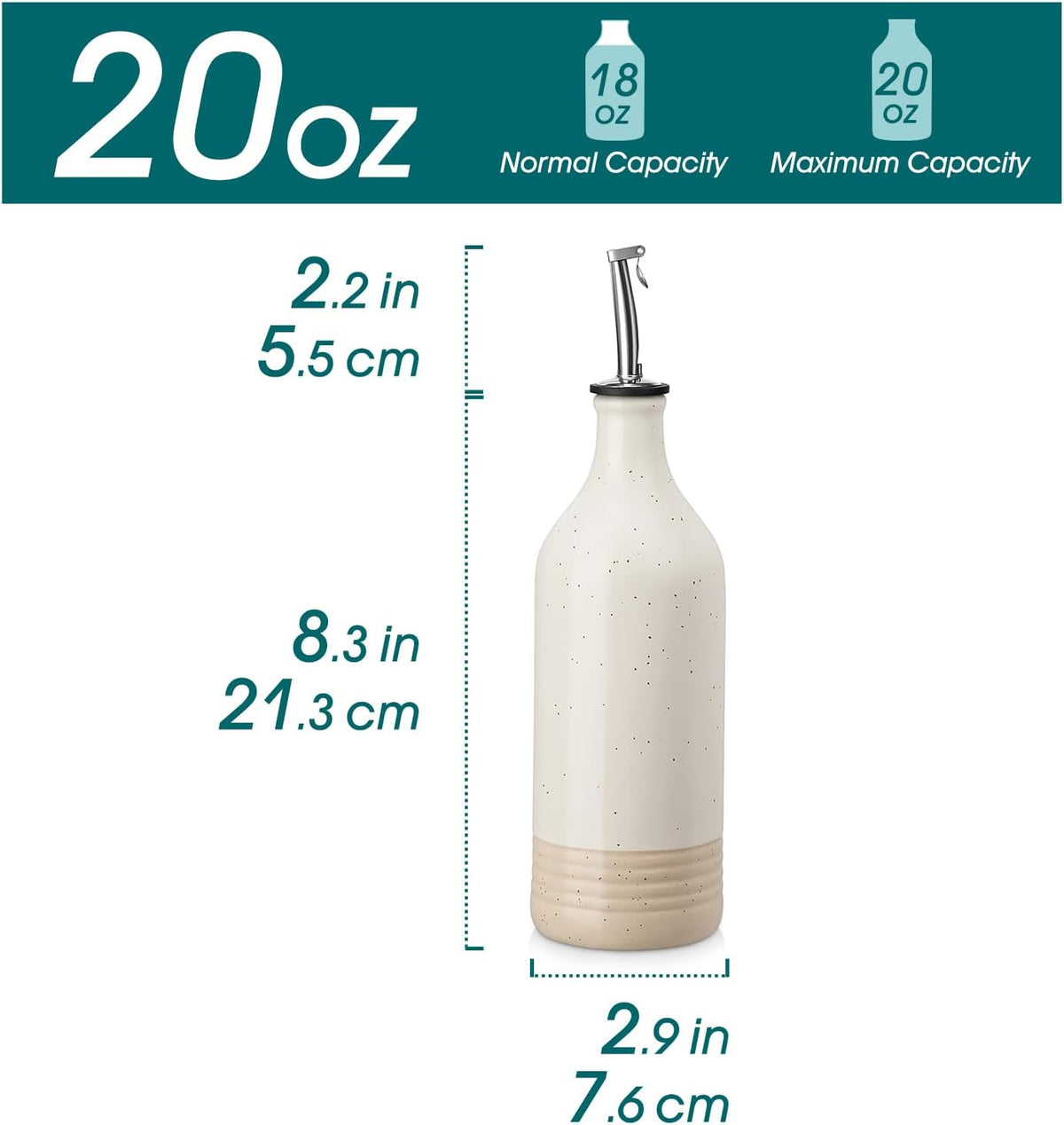 vancasso 20 Oz Ceramic Olive Oil Dispenser Bottle, Bottle Dispenser with Spout and Funnel for Kitchen,Suitable for Oil, Vinegar, Coffee Syrups & Other Liquids，Cream