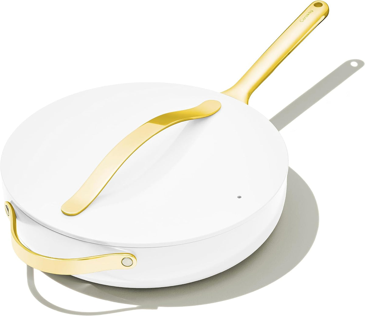 Caraway Nonstick Ceramic Sauté Pan with Lid (4.5 qt, 11.8") - Non Toxic, PTFE & PFOA Free - Oven Safe & Compatible with All Stovetops (Gas, Electric & Induction) - White