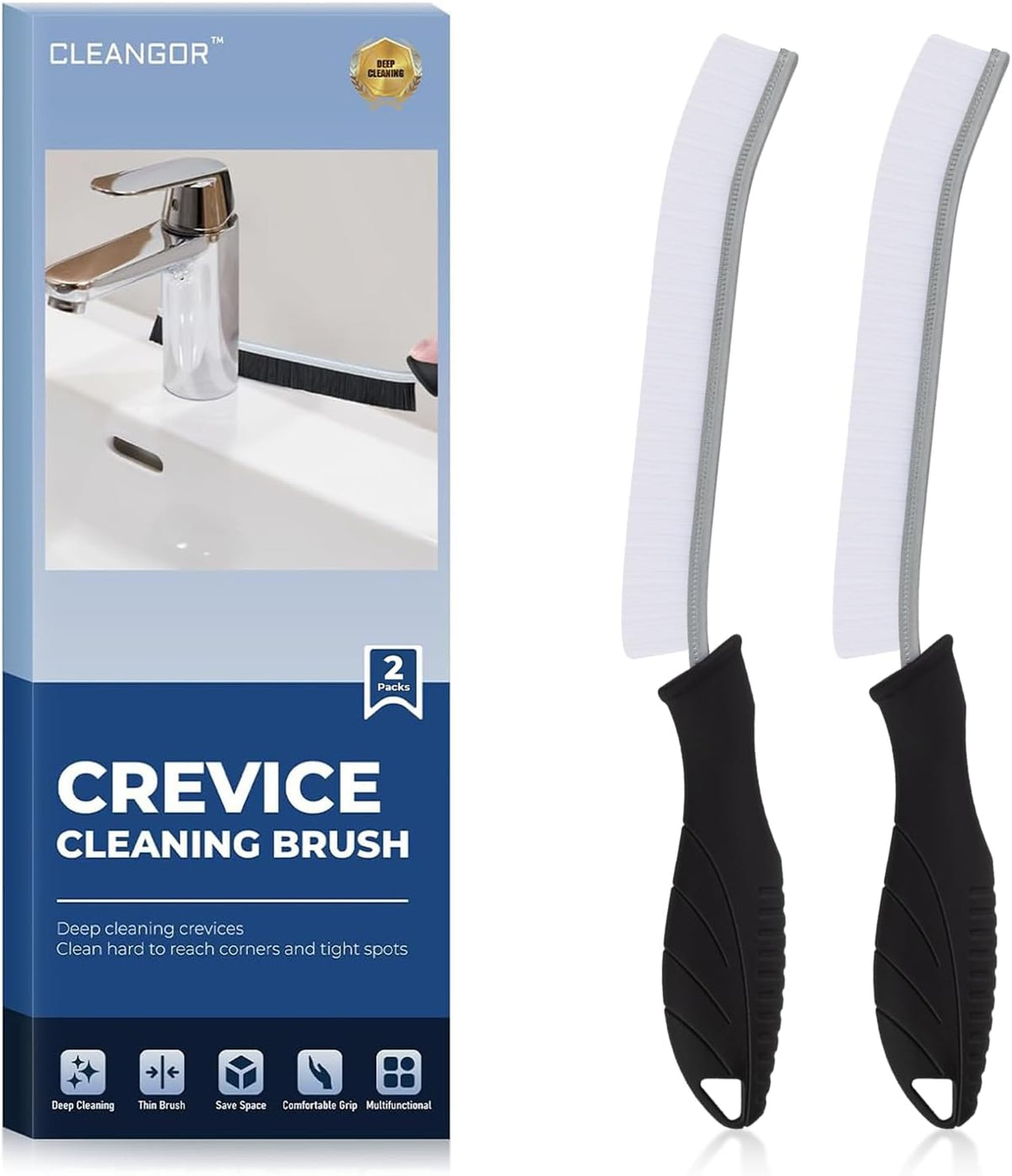 Crevice Cleaning Brushes, Cleaner Scrub Brush Tool for Hard to Reach Tight Space, Home Essentials, Cleaning Supplies for Shower, Bathroom, Kitchen, Toilet, Window
