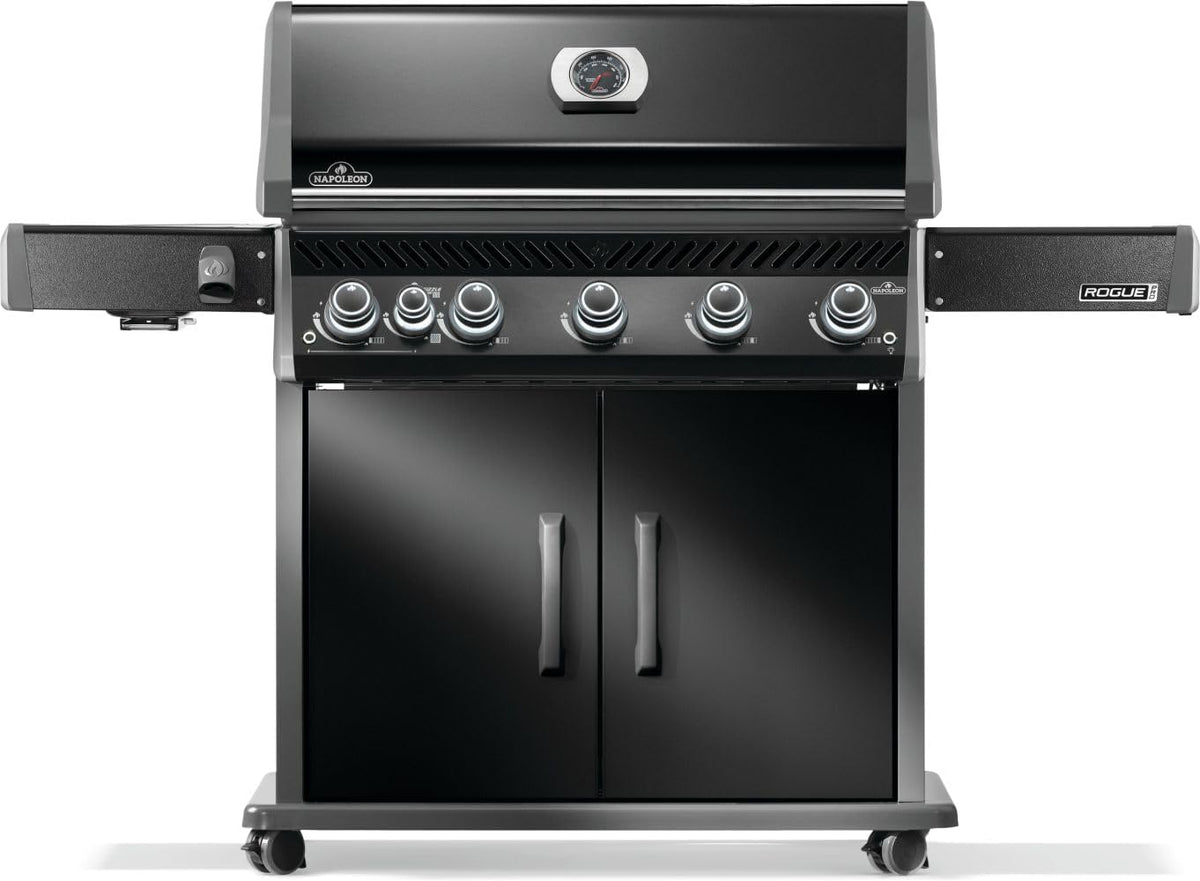 Napoleon Rogue PRO 625 Propane Gas Grill with Infrared Side Burner, Black, Durable 6-Burner Backyard Grill