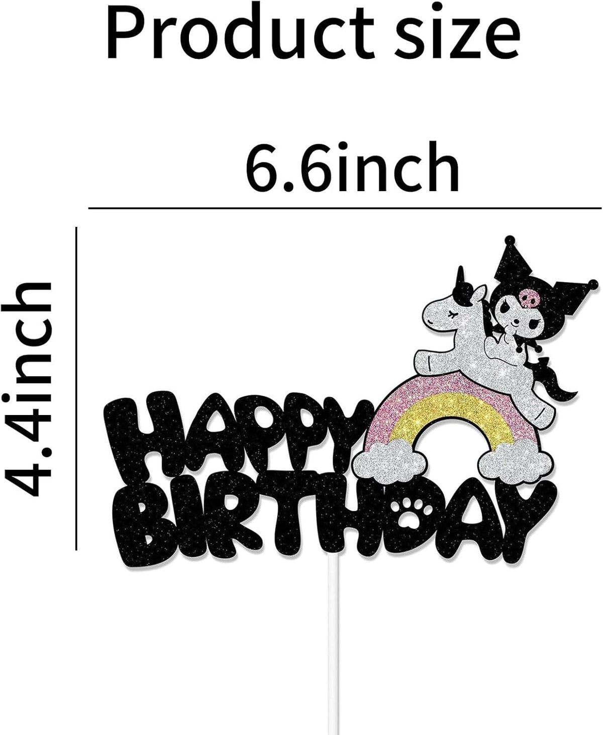 Cute Cake Decorations, Cake Topper, Cartoon Birthday Party Decorations (Black)