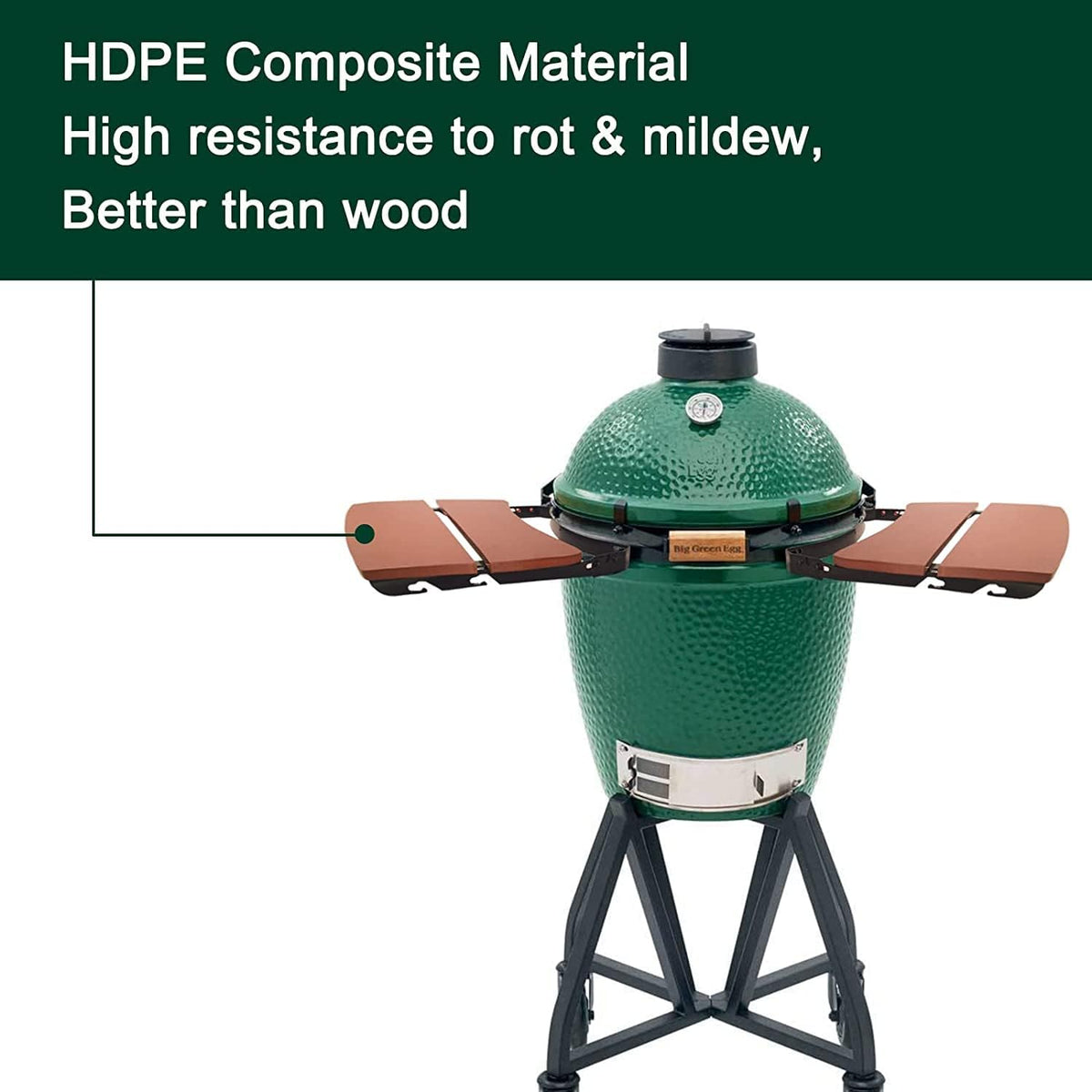 Side Shelves Big Green Egg Accessories, Composite 2 Slat Egg Mates for Medium Big Green Egg with Folding Side Shelves Replacement Parts Grill & Smoker Accessories