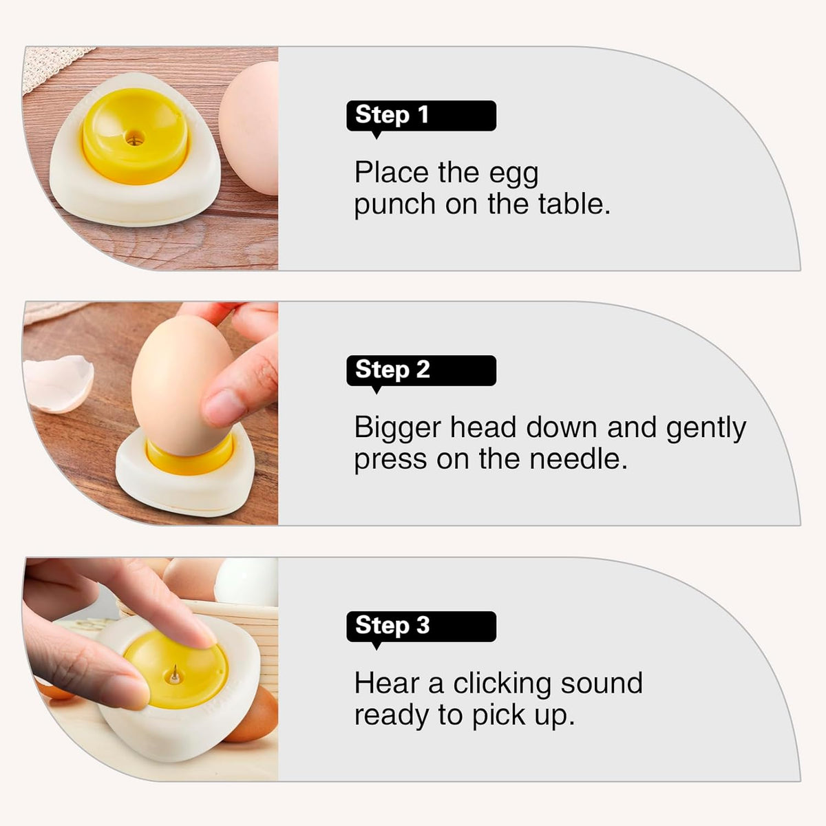 Egg Piercers for Raw Eggs, Egg Hole Poker Egg Separator Tools for Kitchen Gadgets for Hard Boiled Eggs Simple Egg Punchers Piercer with Retractable and Sharp Pin 2 Pack, Yellow, Complimentary Spoon