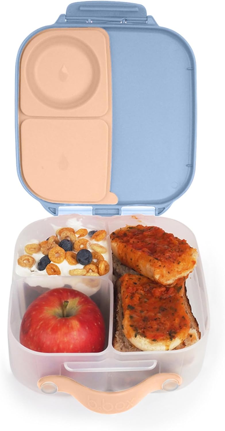 b.box Mini Lunch Box, Bento Box for Kids, Snack Container with 2 Leak Proof Compartments, Reusable Snack Containers with Lids, Kids Lunch Boxes Ages 3+, BPA Free, 4 1/4 Cup Capacity (Feelin' Peachy)