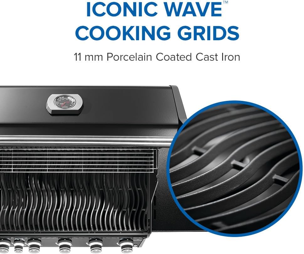 Napoleon Rogue PRO 625 Propane Gas Grill with Infrared Side Burner, Black, Durable 6-Burner Backyard Grill