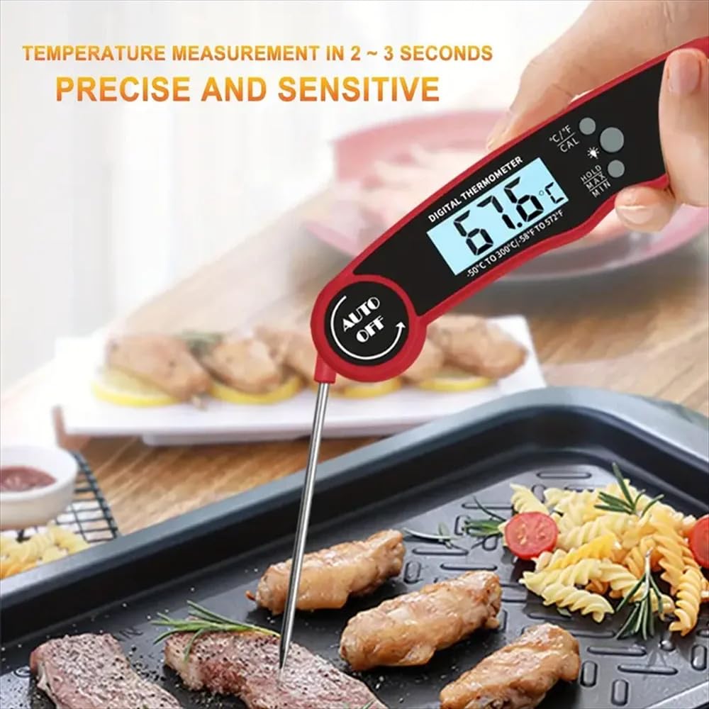 Digital Meat Thermometer | Instant Read, Waterproof | Magnetic Probe, Backlit Display | for Grill, BBQ, Cooking, Steak, Chicken, Burgers