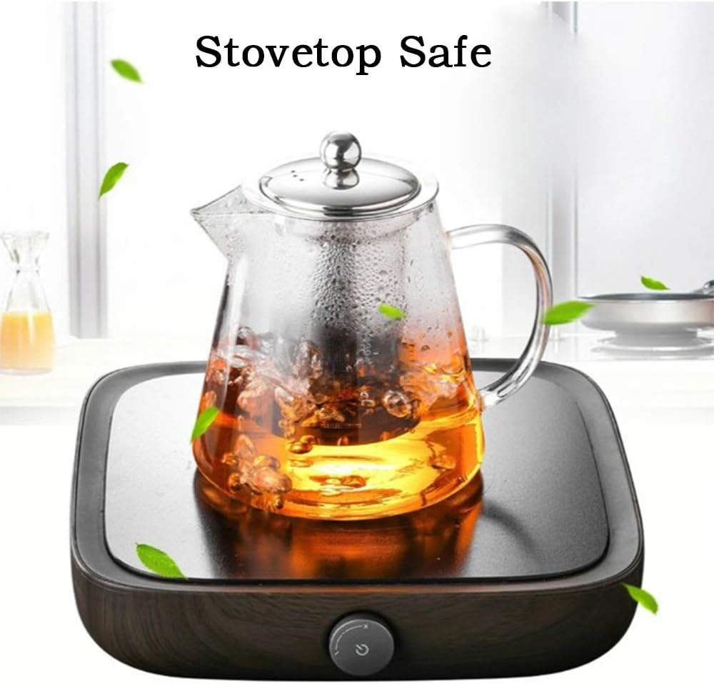Glass Teapot with Infuser Tea Pot 32oz/43oz Tea Kettle Stovetop Safe Blooming and Loose Leaf Tea Maker Set (32oz/ 950ml)