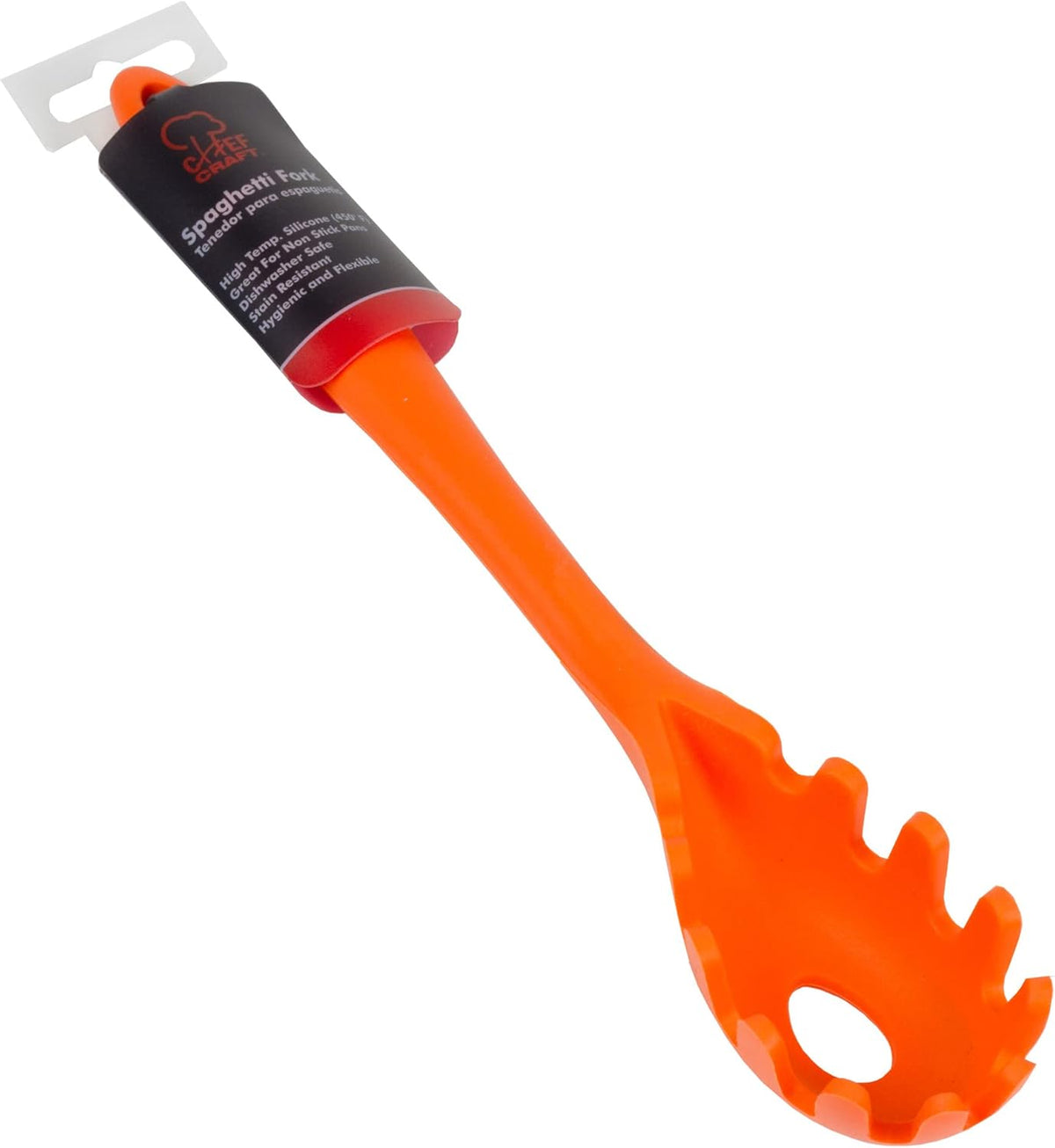 Chef Craft Premium Silicone Spaghetti/Pasta Fork, 11.5 inch, Orange