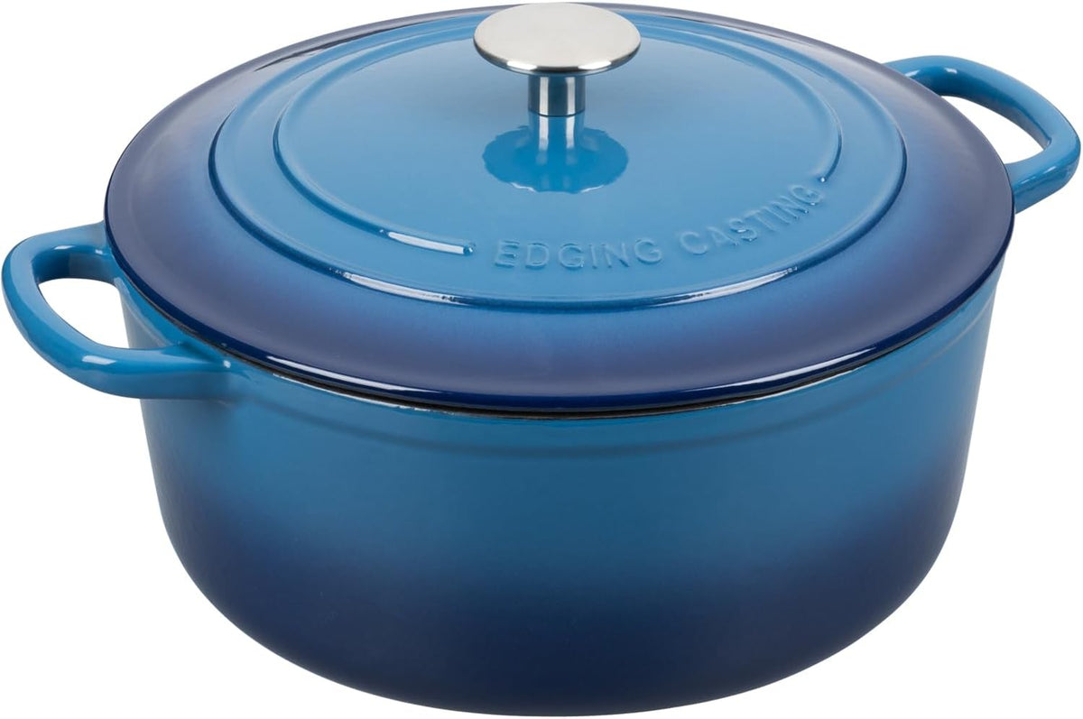 Enameled Cast Iron Dutch Oven Pot With Lid for Cooking, Bread Baking, Bread Oven, 5.5 Quart, Lake Blue